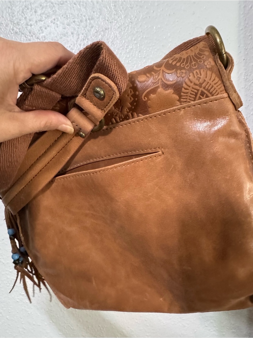 The Sak Brown Floral-Embossed Crossbody Bag with Tassel - Picture 10 of 15